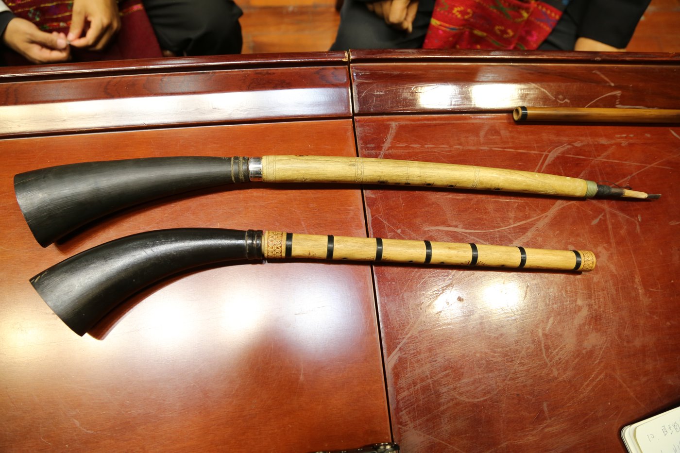 Jingpo horns and flutes, Longchuan, Yunnan, 2024.