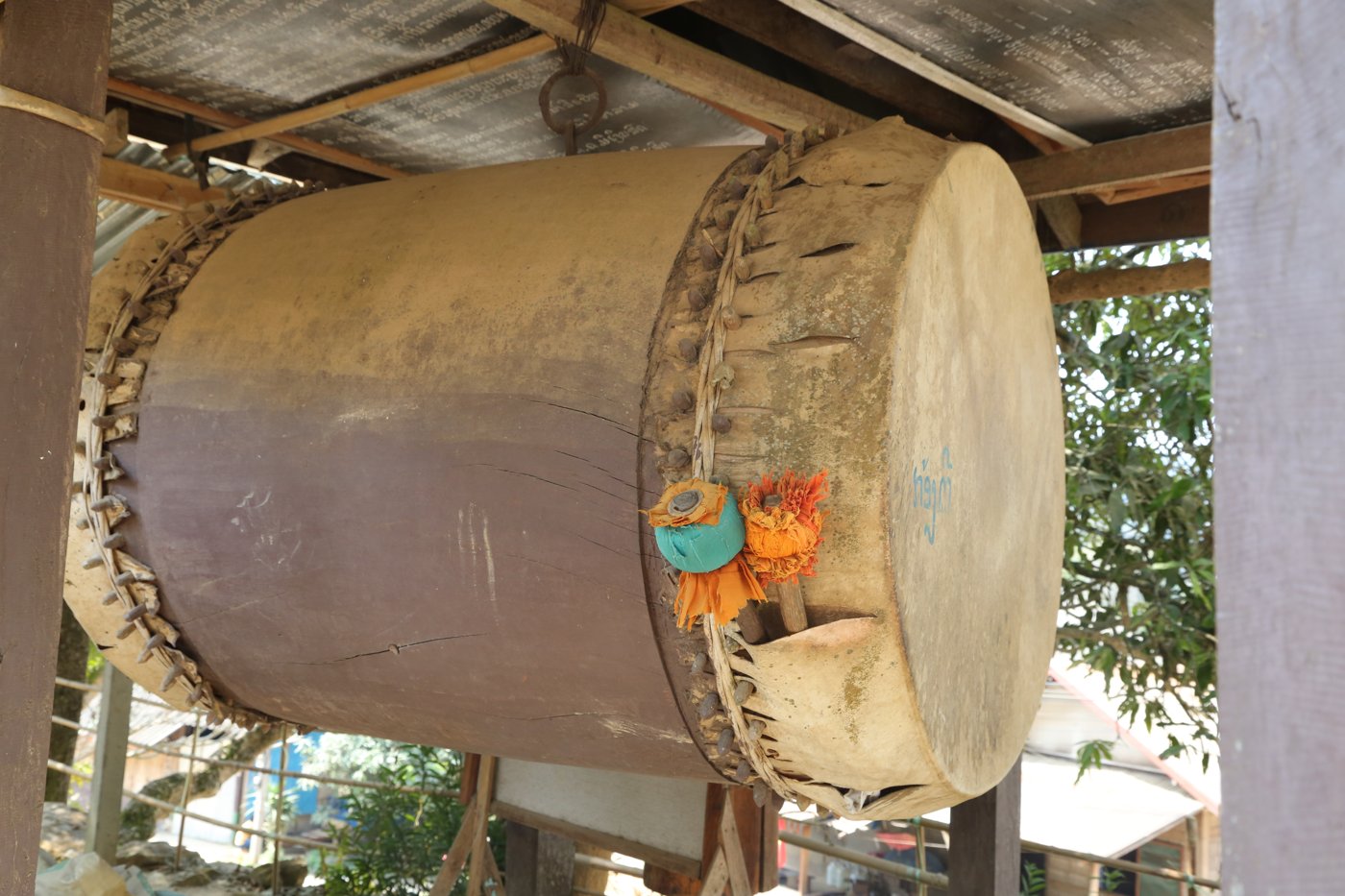 A large temple drum, Northern Laos.